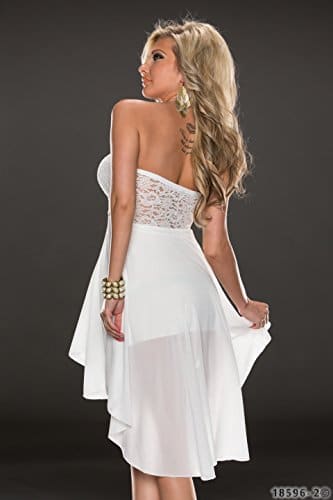 4081 Fashion4Young Damen Vokuhila Cocktailkleid Mini kleid dress verfügbar in 4 Farben Gr. 36/38 (36/38, Weiß) - 