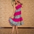 4222 Knielanges Neckholder-Kleid Maxirock 3 Farben zur wahl Gr. 34 36 38 (Pink/Multicolor 4222-1) - 3