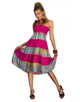 4222 Knielanges Neckholder-Kleid Maxirock 3 Farben zur wahl Gr. 34 36 38 (Pink/Multicolor 4222-1) - 1