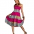 4222 Knielanges Neckholder-Kleid Maxirock 3 Farben zur wahl Gr. 34 36 38 (Pink/Multicolor 4222-1) - 1