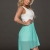 4370 Fashion4Young Damen Kleid aus Chiffon Vokuhila-Styl Minikleid dress verfügbar in 5 Farben 36/38 (36/38, Türkis Weiß) - 2