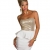 4870 Trägerloses Bandeau-Minikleid Party Kleid Abendkleid verfügbar in 2 Farben (Weiß Gold) - 1