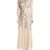 Adrianna Papell Damen Kleid Floral Beaded Godet, Maxi, Gr. 32 (Herstellergröße:Size 6), Beige (Taupe/Pink) - 1
