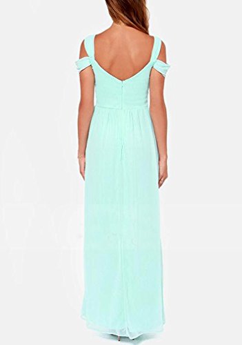 AIYUE Damen Chiffon falten Kleider elegant mit tief V-Ausschnitt extraluxuriös CocktailKleid lang Maxikleid Abendkleid - 