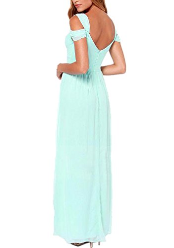 AIYUE Damen Chiffon falten Kleider elegant mit tief V-Ausschnitt extraluxuriös CocktailKleid lang Maxikleid Abendkleid - 