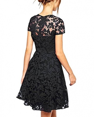 AIYUE Damen Rundhalsausschnitt Business Schick Spitzenkleid Kurzarm Knielang Sommerkleid Europa Stil Mini kleid Cocktailkleid Partykleid Abendkleid - 