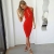 ALAIX Damen Hals hängendes aushöhlendes Bodycon Midi Bandage sexy Party-Kleid Rot-L - 