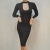 ALAIX Damen Kleid figurbetontes Kleid elastisches und schlankes Party Midi Kleid Schwarz-XL - 