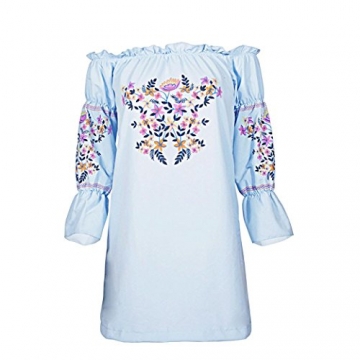 AMUSTER.DAN Mode Frauen Off Shoulder Mini Kleid Damen Sommer Strand Blumen Party Kleid (XL) - 