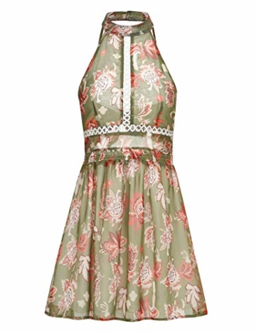 Ariymap Minikleid Damen Sexy Kurz Halfter Rückenfrei Gedruckt Ärmellos Hohe Taille Sommerkleid - 5