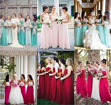 Arrowhunt Damen Chiffon Lange Elegant Bandeau Party Kleider Brautjungfernkleid mit Zurückreißverschluss - 