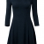 BAISHENGGT Damen Mini Skaterkleid Rundhals 3/4-Arm Fattern Stretch Basic Kleider Blau L - 1