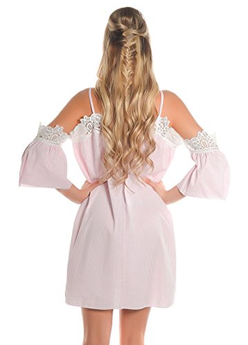 Beautiful Cold-Shoulder-Minikleid im Streifen-Look mit Häkelspitzen-Akzente One Size (Einheitsgröße) - 3