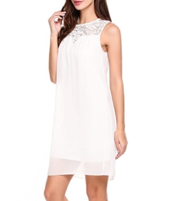 Beyove Sommerkleid Damen Elegant Kurz Chiffonkleid Casual Abendkleid mit Spitze Partykleid Sexy Hochzeit Strand , Weiß - XL - 1