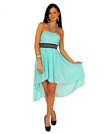 Chiffon Bandeau Cocktailkleid mit Spitze Kleid Sexy Kleid Partykleid Asymmetrisch Minikleid Abendkleid 12121 (S/M (36/38), Mint3) - 