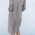 Damen Herbst Reizvolle Volltonfarbe Loose Shirtkleid Minikleid Lässig V-Ausschnitt A-Line Kleid Blusenkleider Langarm Chiffonkleid Lange Blusen (EU42(XXL), Grau) - 