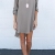 Damen Herbst Reizvolle Volltonfarbe Loose Shirtkleid Minikleid Lässig V-Ausschnitt A-Line Kleid Blusenkleider Langarm Chiffonkleid Lange Blusen (EU42(XXL), Grau) - 