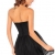 Damen Kleid Skater Kleid Bandeau Minikleid aus Tüll und Spitze mit Unterrock Einheitsgröse S-L (Schwarz) - 
