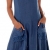 Damen Leinen Kleid ärmellos mit schönen Details (L = 38, Jeans Blau) -