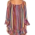 Damen Schulterfrei Partykleider Vintage Cocktailkleider mit Regenbogen Streifen Chiffon Mini Bunt Kleid (M) - 