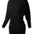 DJT Damen Langarmshirt Rundhals Fledermouse Minikleid Pulli Tunika Stretch Schwarz S - 1