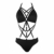 Dorical Damen Dessous reizvoller Art- und Weisedamehalter-elastischer Käfig-reizvoller Strappy Bustier BHS Harness Elastische Sexy Body Cage BH Halter Crop Top (Small, Schwarz-D(Set)) - 5
