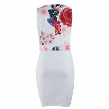 DQANIU- ??Sexy Kleid, Kleidung Schuhe & Accessoires - Kleid Damen Sommer Mode Kleid Sexy V-Ausschnitt Rose Printed Button Kleid Blau, Weiß, S-XL - 5