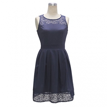 ECOWISH Damen Kleid Sommerkleid Freizeitkleid Cocktailkleid Lace Spitzen Elegant Ärmellos Rundhals Knielang - 