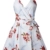 ECOWISH Damen Kleid Sommerkleid V-Ausschnitt Ärmellos Blumendruck Spaghetti Strap Mini Swing Strandkleid Mit Gürtel Weiß M - 4