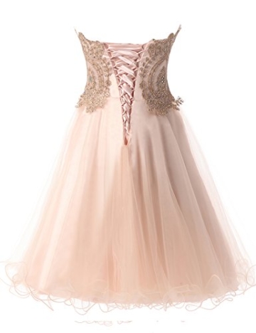 Erosebridal Sexy Cocktail Kleider Kurz Ballkleid Gold Appliques Weiß DE40 - 2