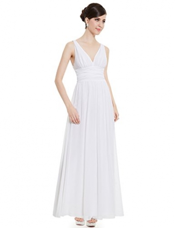Ever Pretty Damen V-Ausschnitt Lange Chiffon Abendkleider Festkleider 48 Weiß - 