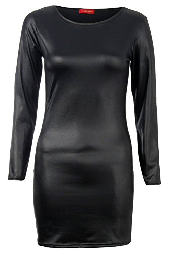 Fast Fashion Damen Kleid Plus Size Wetlook Dehnbar Bodycon Midi -