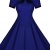 Fordestiny Damen Rundhals Kurzärmel Business Faltenrock Retro 50er Jahre Cocktailkleid XL Blau -