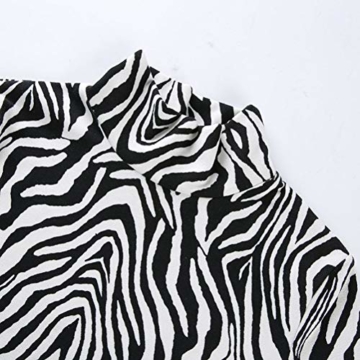 Frauen Schlangenleder Print Zebra Animal Print Club Kleid Rollkragen Sexy Bodycon Party Minikleid (S, B) - 7