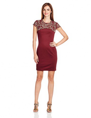 French Connection Damen Kleid Gr. 36, Mehrfarbig - Multicoloured (Biker Berry/Bronze) - 1