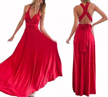 Hippolo Multi-tragen Multi-Seil Cross-Halfter Sexy Bandage Kleid Rock Kleid (M, Rote) -