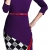 HOMEYEE Damen Ohne Arm Asymmetrische V-Ausschnitt Belted Enges Kleid B290 (EU 36 (Herstellergroesse: S), Violett+Grid- 3/4 Ärmel) - 
