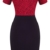 HOMEYEE Damen Vintage Stehkragen Kurzarm Bodycon Business Bleistift Kleid B430 (EU 36 = Size S, Rot + Schwarz) - 2
