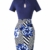 HOMEYEE Damen Vintage Stehkragen Kurzarm Bodycon Business Bleistift Kleid B430 (EU 36 = Size S, Streifen + Blumen) - 3