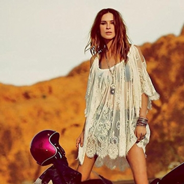 Hot Girls, Oyedens Vintage Hippie Boho Menschen Blumen SpitzehäKelarbeit Minikleid Bestickt (L) - 2