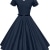 ILover Frauen 1950er V Ausschnitt Vintage Rockabilly Swing Abend Partei Kleid - 