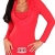 In-Stylefashion Damen Strickkleid mit Wasserfallausschnitt und Gürtelschnalle, Farbe:Rot;Größe:S/M -