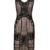 kayamiya Damen Retro 1920er Perlen Pailletten Blatt Art Deco Gatsby Flapper Kleid S Schwarz Beige - 1