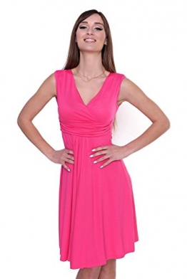 Kleid A-Linie Knielang mit Raffungen überlappender V-Ausschnitt, 8125 Pink S/M 36/38 -