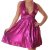 Kleid Cocktailkleid Minikleid V-Ausschnitt Leder-Optik Wet-Look Neckholder Einheitsgröße 34-40 - Pink -