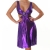 Kleid Cocktailkleid Minikleid Schnalle V-Ausschnitt Leder-Optik Wet-Look Neckholder Einheitsgröße (34-38) - Lila - 