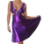 Kleid Cocktailkleid Minikleid Schnalle V-Ausschnitt Leder-Optik Wet-Look Neckholder Einheitsgröße (34-38) - Lila -