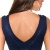 KouCla Damen Kleid knielang ohne Ärmel mit Reißverschluss Etuikleid V-Ausschnitt (marine) - 4
