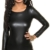 Langarm-Minikleid Kleid * rückenfrei oder 2-Wege Reißverschluß * schwarz bordeaux Lederoptik Koucla Wetlook Clubwear (900632 schwarz one size) - 1