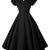 LUOUSE Damen 1950er Vintage Solid Color Plissiert Swing Kleid,Black,XXL -